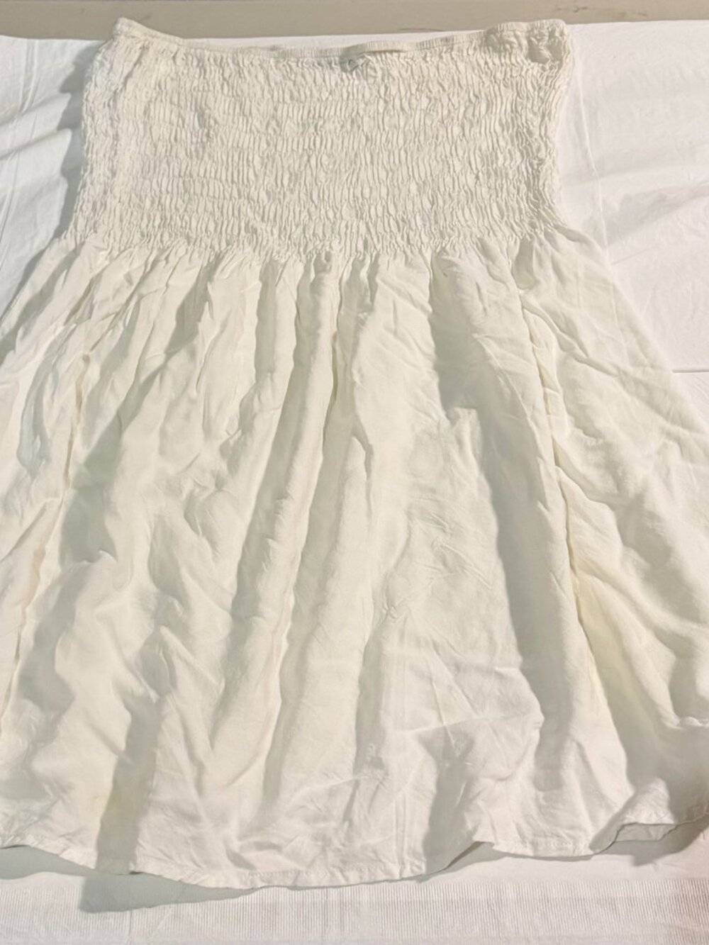 JUST QUELLA - White cotton strapless dress  - SIZE L (12-14)